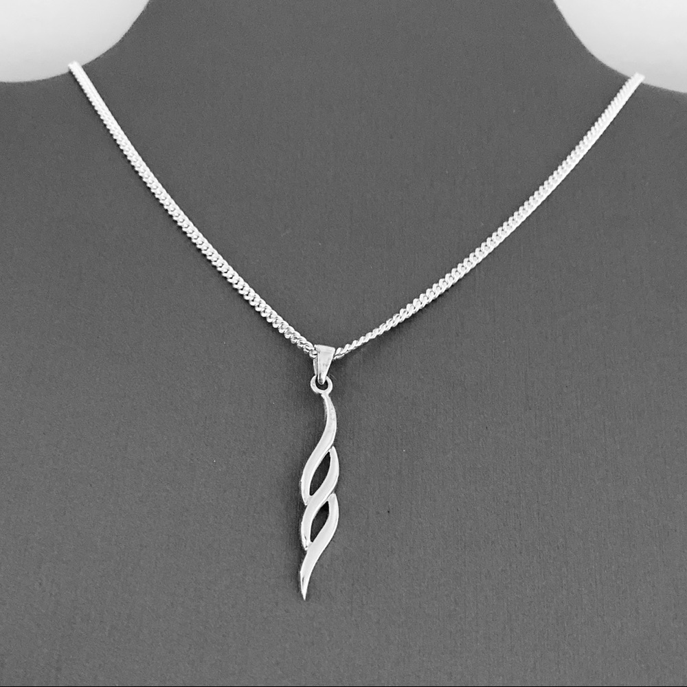 Sterling Silver Double Twist Dangle Necklace - image 6